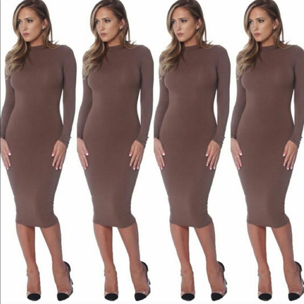 Naked Wardrobe Midi Dress (Mocha) NWT